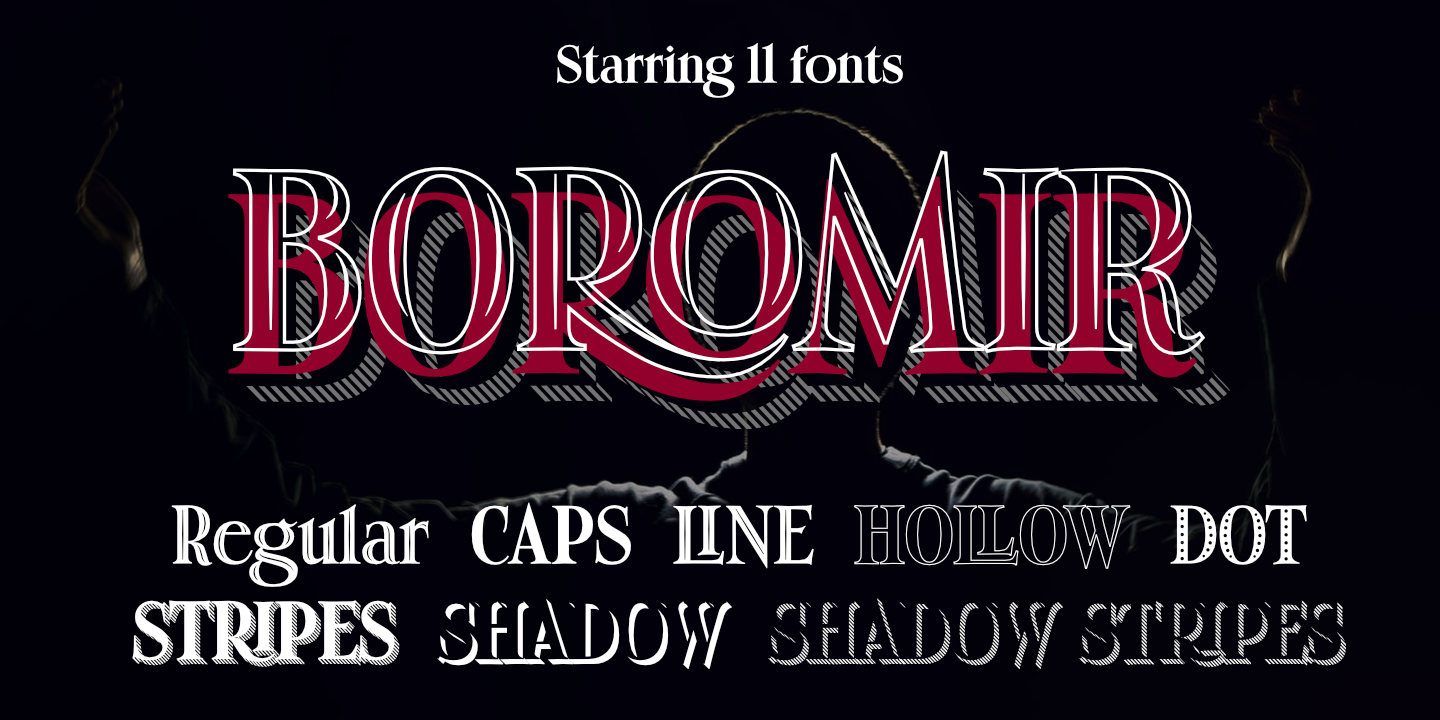 Beispiel einer Boromir Caps Shadow Stripes-Schriftart
